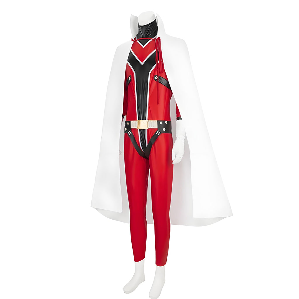Adult Red Keeper Costume Go Go Loser Ranger Uniform and Cloak 2pcs Suit