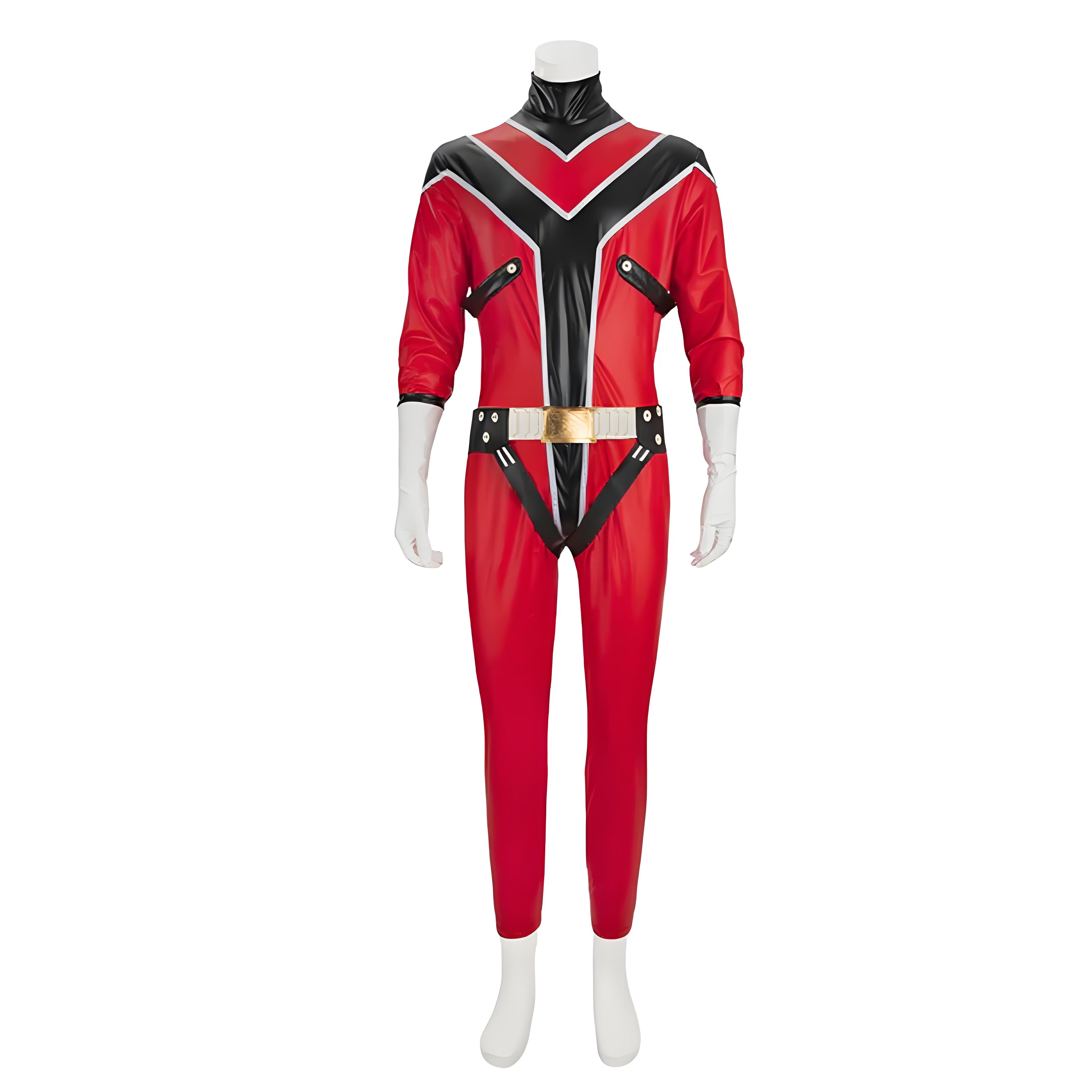 Adult Red Keeper Costume Go Go Loser Ranger Uniform and Cloak 2pcs Suit