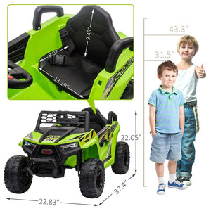 12V Kids Ride On Car Electric UTV Car Single Seat with a Safety Belt Front LED Lights and Horn