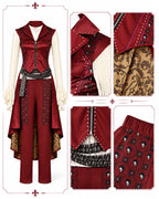 Wonderland Captain's Daughter Costume Hook Pirate Princess Vest with Attached Cape Pants Shirt and Belt for Halloween Party