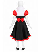 Girls Frilly Queen of Hearts Costume Dress Jacket Necklace Crown and Belt 5pcs Set for Halloween Party