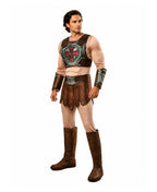 Prince Muscle Costume Brown Universe Hero Jumpsuit with Vest Loin Cloth Arm Guards for Boy Men Cosplay Party