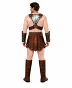 Prince Muscle Costume Brown Universe Hero Jumpsuit with Vest Loin Cloth Arm Guards for Boy Men Cosplay Party
