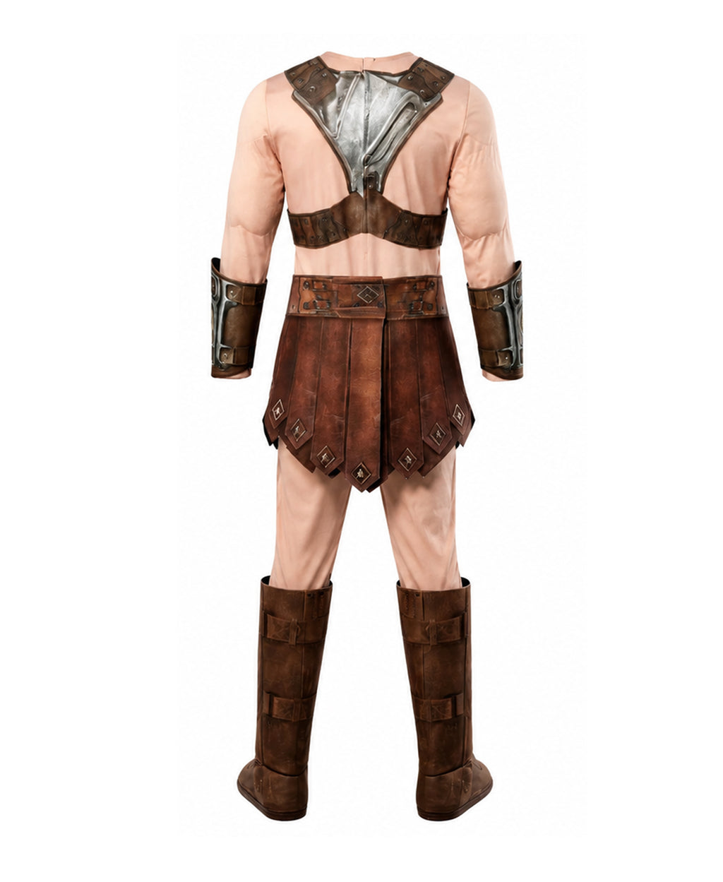 Prince Muscle Costume Brown Universe Hero Jumpsuit with Vest Loin Cloth Arm Guards for Boy Men Cosplay Party
