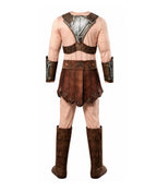 Prince Muscle Costume Brown Universe Hero Jumpsuit with Vest Loin Cloth Arm Guards for Boy Men Cosplay Party