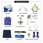 Adult Sunday Cosplay Costume Blue New Skins Earrings Headwear Halloween Party Outfit