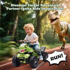 Kids Ride-on Dinosaur ATV Safe Electric Dinosaur Car Interactive with Sounds and Lights