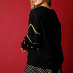 Women Christmas Top Holiday Party Outift Sequin Xmas Tree and Stripes Sweatshirt