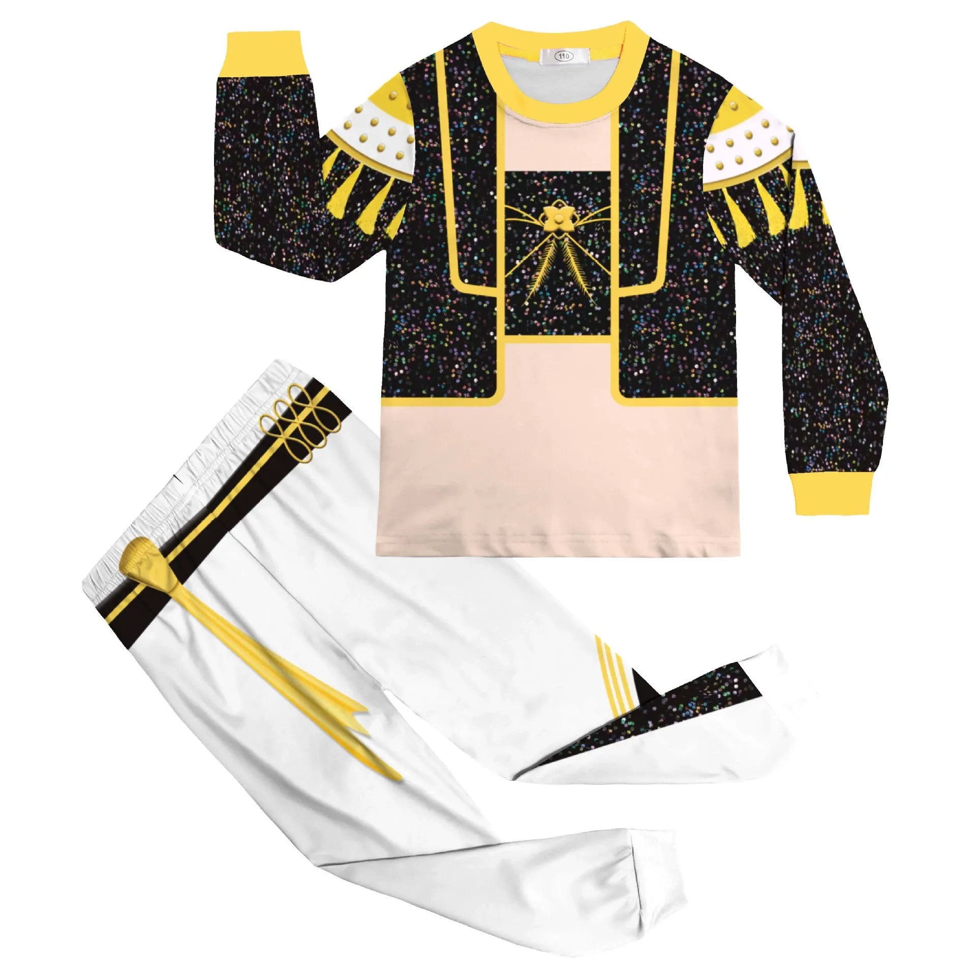 Girls Nightwear Costume Pop Star Golden Pajamas Shirt and Pants 2 Pieces Suit