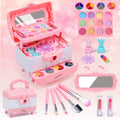 Kids Makeup Set Washable Safe Set Multi-Layer Pink Foldable Storage Box Holiday Gift