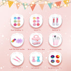 Kids Makeup Set Washable Safe Set Multi-Layer Pink Foldable Storage Box Holiday Gift