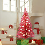 4ft Pink Christmas Tree Table Mini Artificial Tree with 50 Lights Sturdy Stand