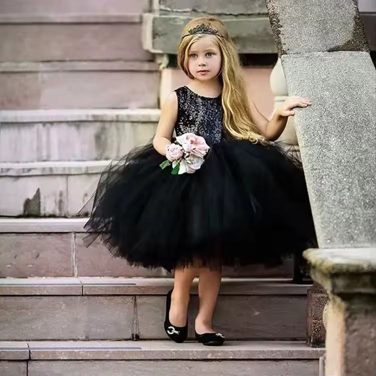 Toddler/ Baby Girls Bling Bling Sequin Tulle Flower Girl Dress Wedding Prom Birthday Party Dress