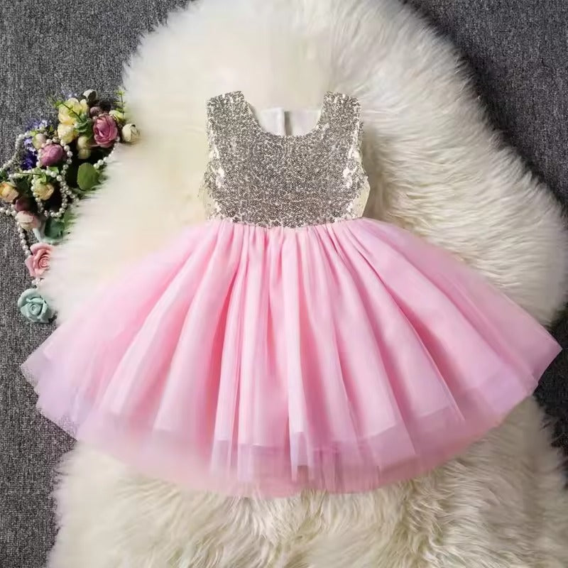 Toddler/ Baby Girls Bling Bling Sequin Tulle Flower Girl Dress Wedding Prom Birthday Party Dress