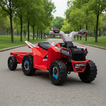 Kids Ride On ATV with Trailer 6V Electric Ride On Car Electric Car with Music