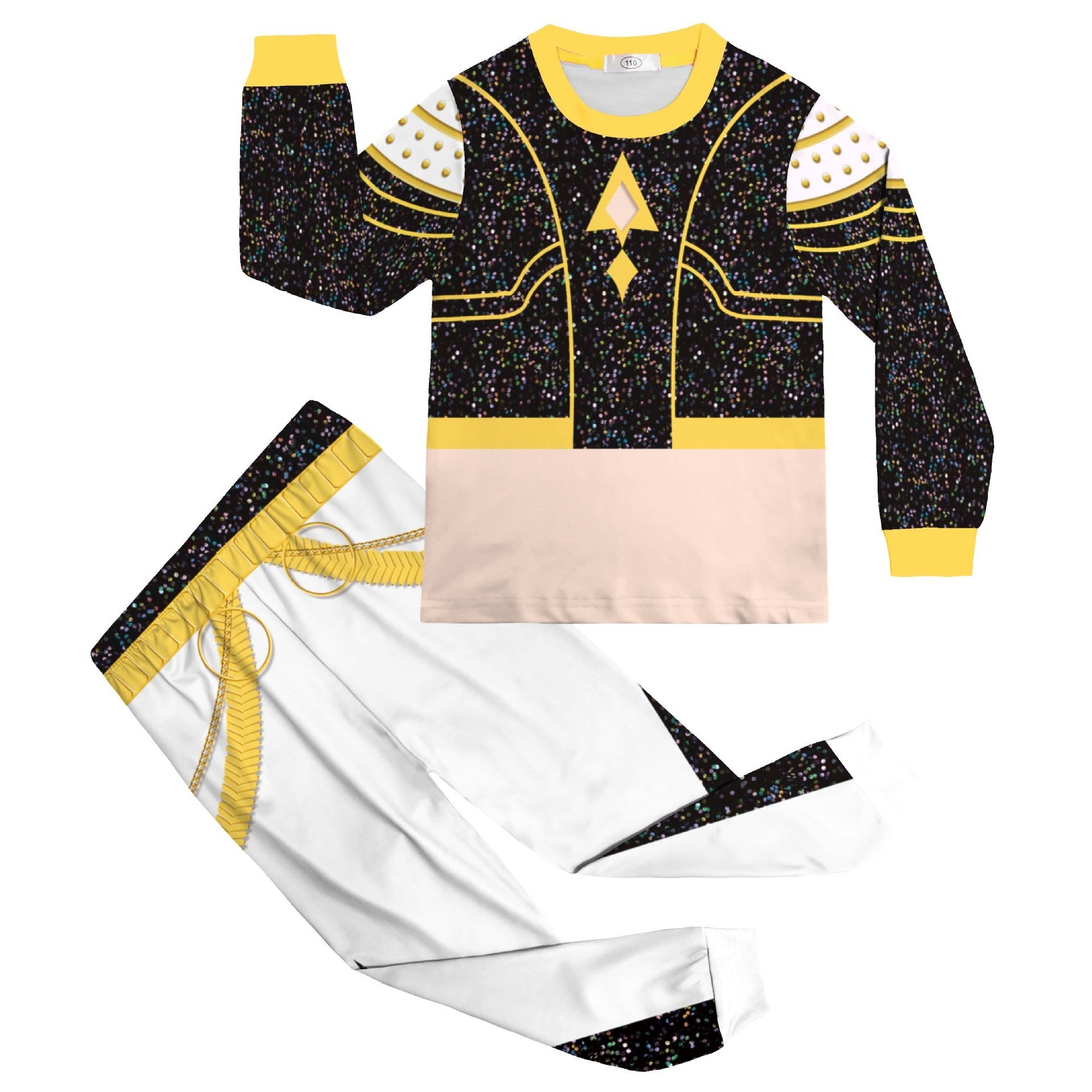 Girls Nightwear Costume Pop Star Golden Pajamas Shirt and Pants 2 Pieces Suit