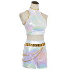 Stage Star Dance Costume White Performance Pop Star Cosplay Outfit Full Set
