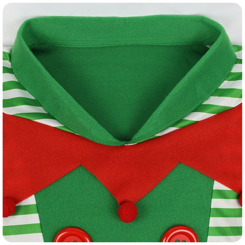 Men Elf Costume Christmas Party Oufit Green Tops Pants Hats and Shoes Full Set