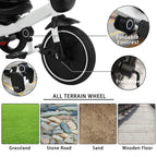 6in1 Folding Baby Tricycle Adjustable Parent Handle Stroller with Removable Canopy Push Car