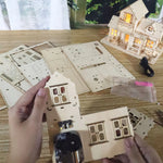 3D Wooden Puzzle Set Music Box with Light DIY Craft Kit Holiday Gifts