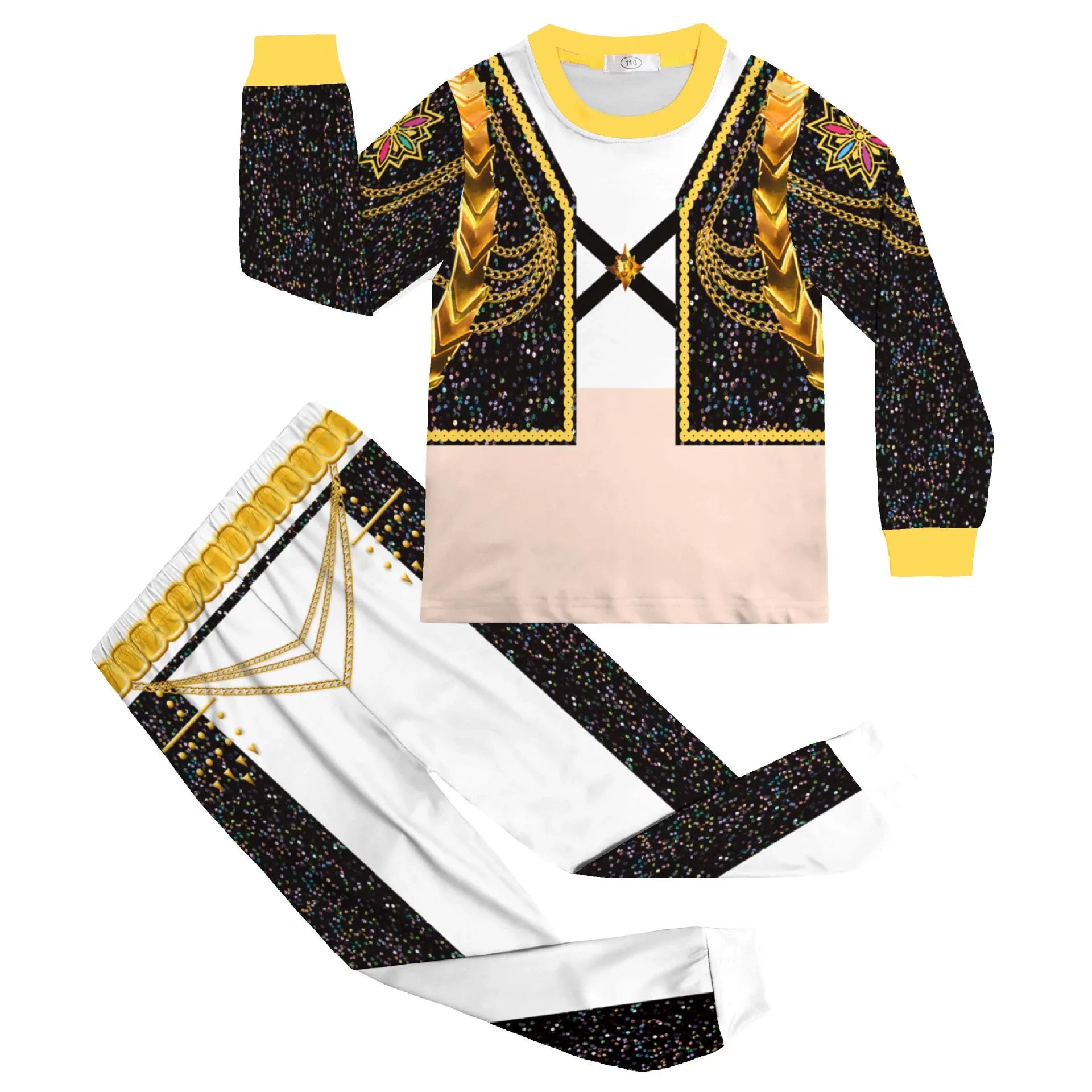 Girls Nightwear Costume Pop Star Golden Pajamas Shirt and Pants 2 Pieces Suit