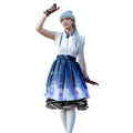 Women Floral Memory Outfit Game Player Cosplay Costume Blue Dress Full Set