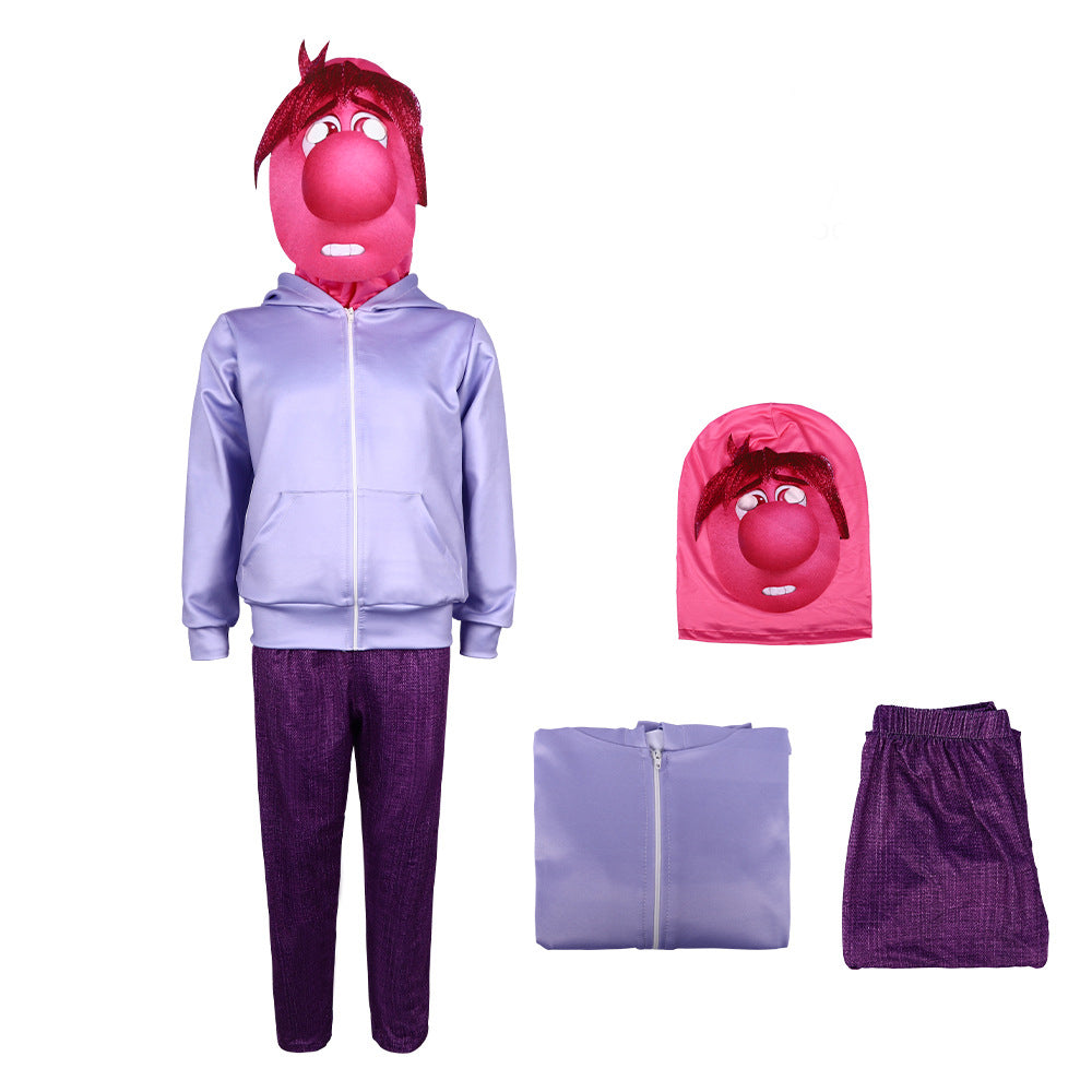 Kids Embarrassment Costume Inside Hooded Zip Up Sweatshirt and Out Pants Helmet for Cosplay