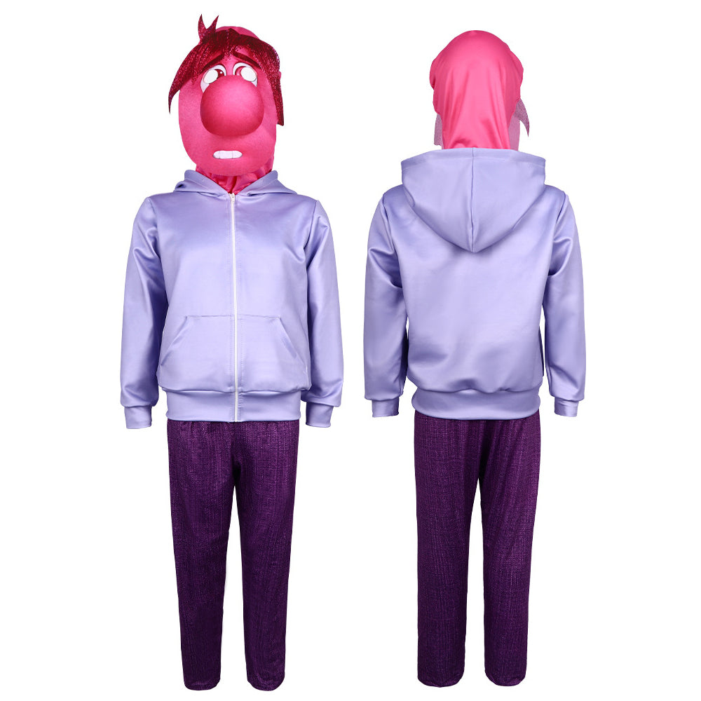 Kids Embarrassment Costume Inside Hooded Zip Up Sweatshirt and Out Pants Helmet for Cosplay