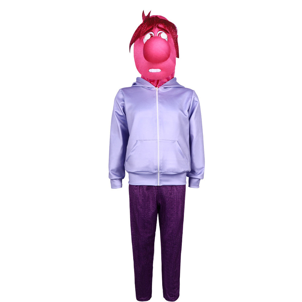 Kids Embarrassment Costume Inside Hooded Zip Up Sweatshirt and Out Pants Helmet for Cosplay