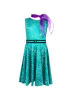 Girls Disgust Costume Green Sleeveless Dress with Belt and Scarf Kids Disgust Cosplay Outfit