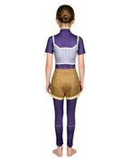 Girls High-Tech Warrior Costume Blue Jumpsuit and Shorts Set for Cosplay Party