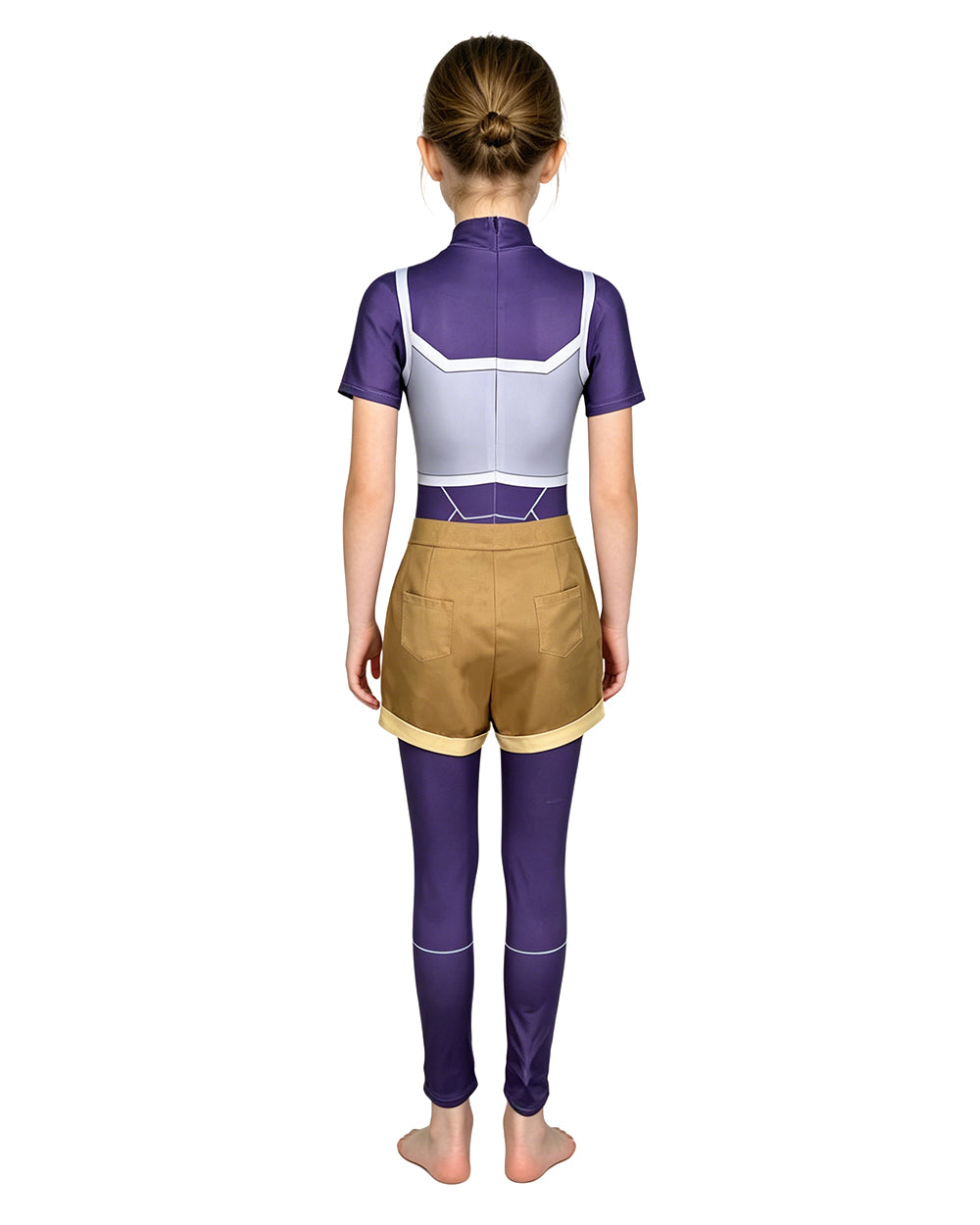 Girls High-Tech Warrior Costume Blue Jumpsuit and Shorts Set for Cosplay Party