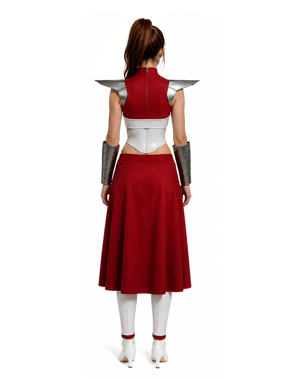 Female White and Red Superhero Uniform Alien Warrior Battle Suit for Comic Con Exhibition