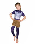 Girls High-Tech Warrior Costume Blue Jumpsuit and Shorts Set for Cosplay Party