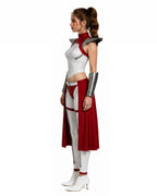 Female White and Red Superhero Uniform Alien Warrior Battle Suit for Comic Con Exhibition