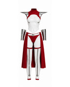 Female White and Red Superhero Uniform Alien Warrior Battle Suit for Comic Con Exhibition