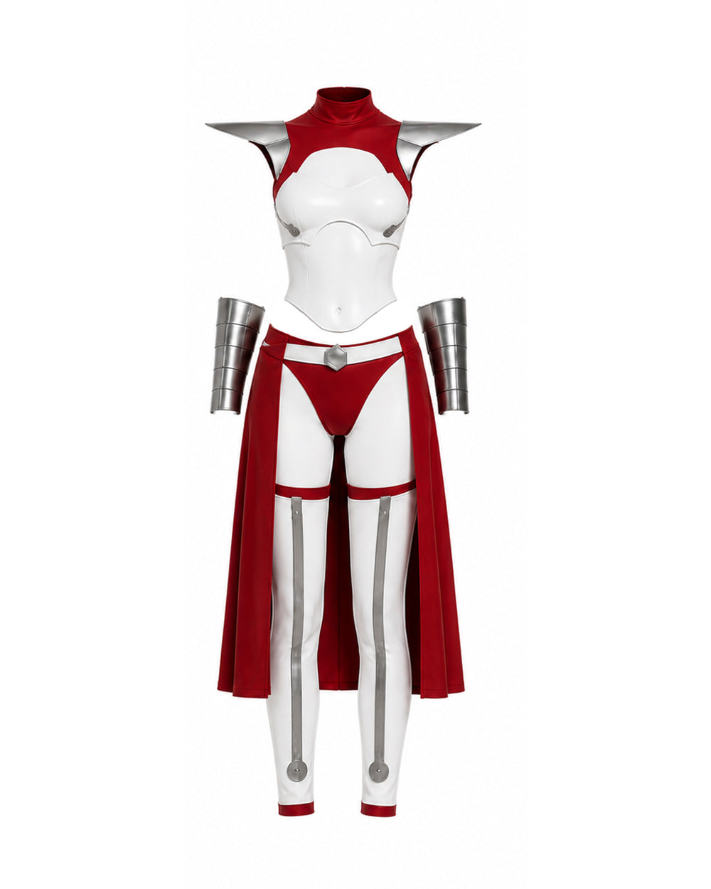 Female White and Red Superhero Uniform Alien Warrior Battle Suit for Comic Con Exhibition