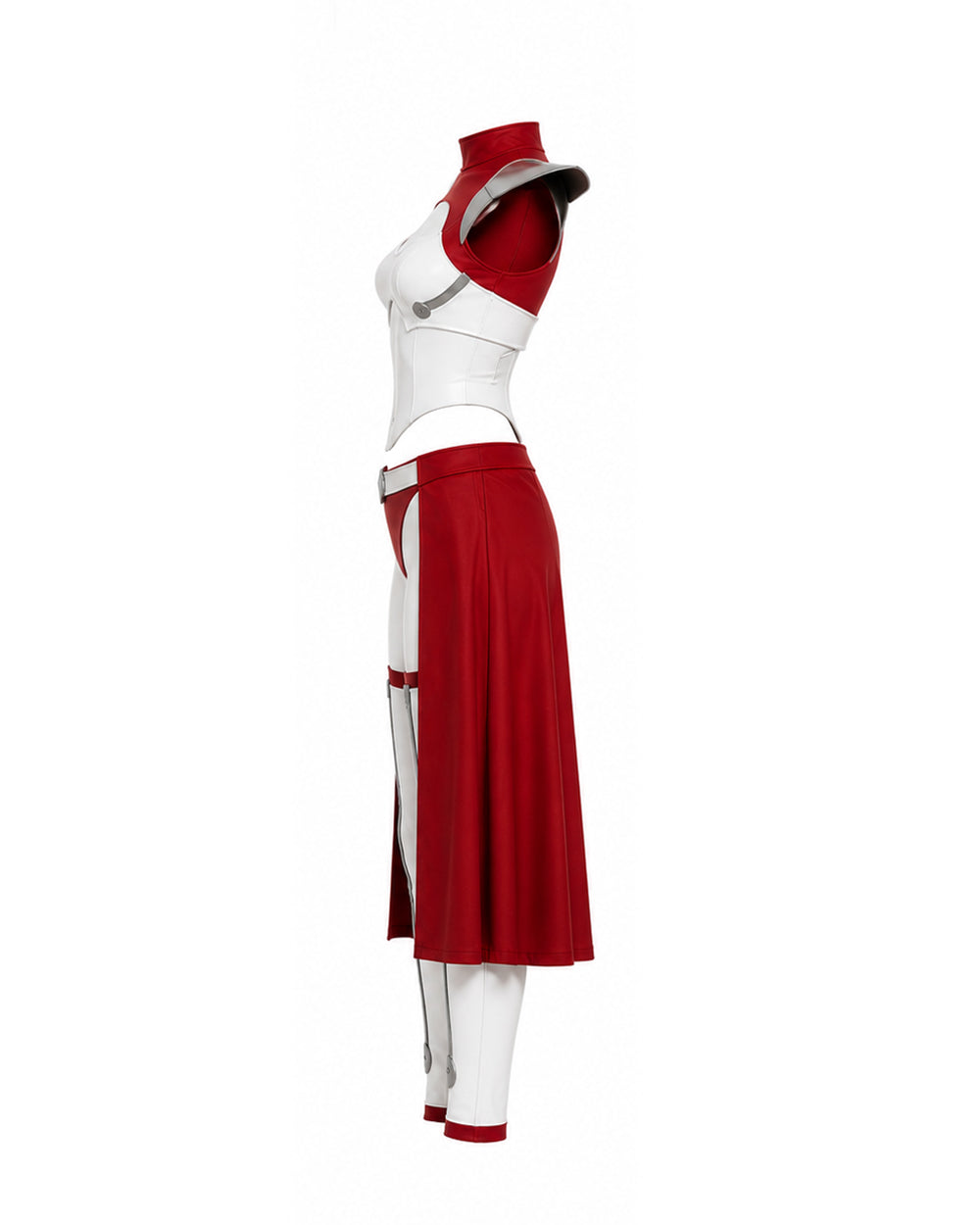 Female White and Red Superhero Uniform Alien Warrior Battle Suit for Comic Con Exhibition