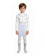 Viltrumite White Uniform Superhero Cosplay Tunic with Footed Tights for Halloween and Cosplay Events