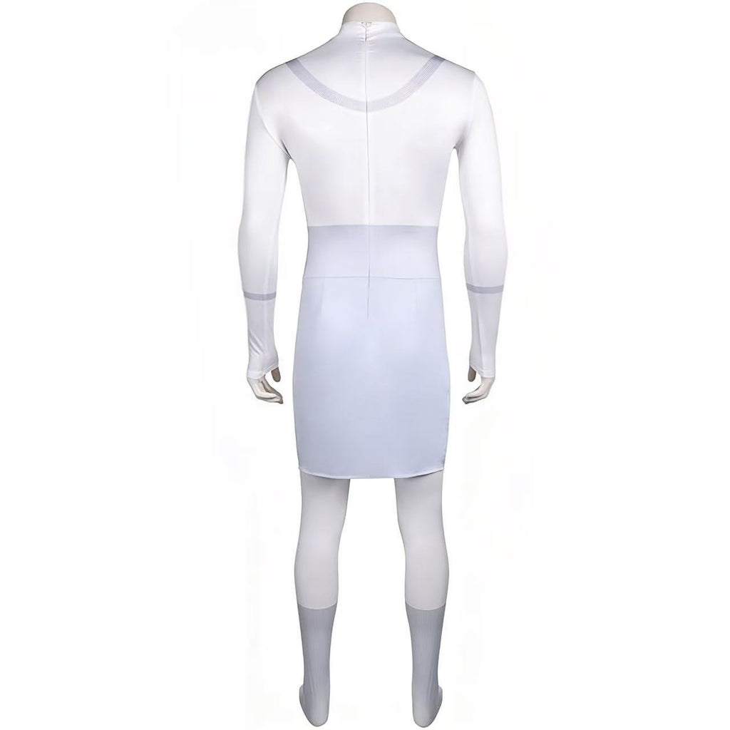 Viltrumite White Uniform Superhero Cosplay Tunic with Footed Tights for Halloween and Cosplay Events