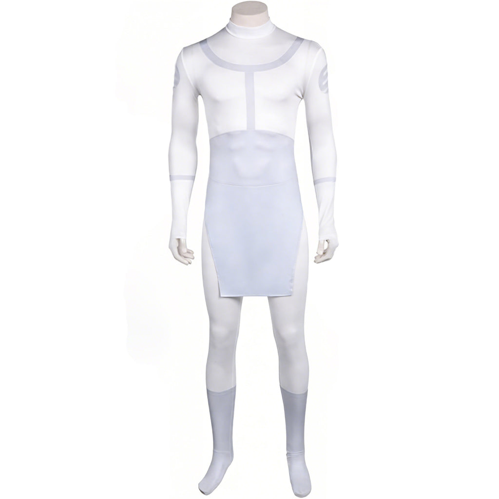 Viltrumite White Uniform Superhero Cosplay Tunic with Footed Tights for Halloween and Cosplay Events