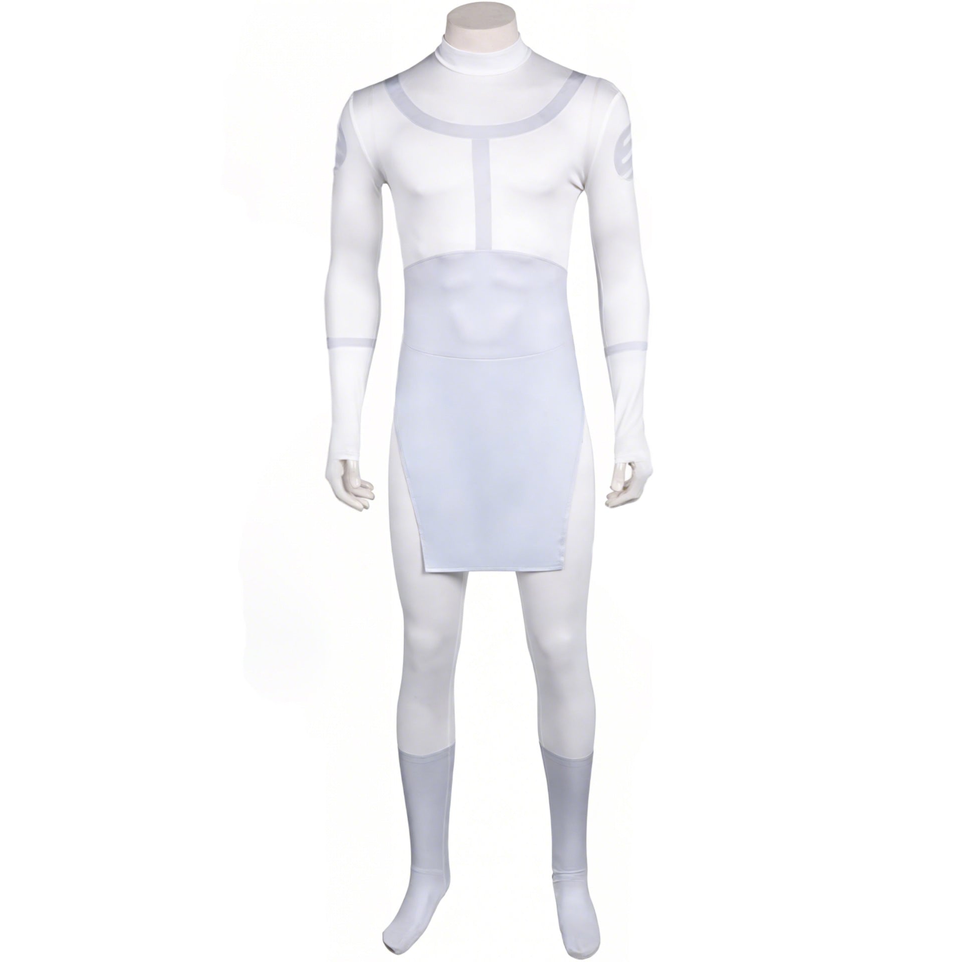 Viltrumite White Uniform Superhero Cosplay Tunic with Footed Tights for Halloween and Cosplay Events