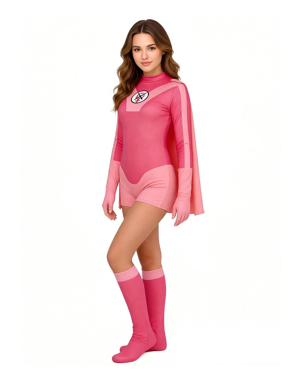 Super Hero Cosplay Costume Jumpsuit with Cape and Mask for Comic Con Party