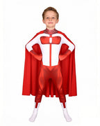 Super Hero Cosplay Costume Jumpsuit with Cape and Mask for Comic Con Party