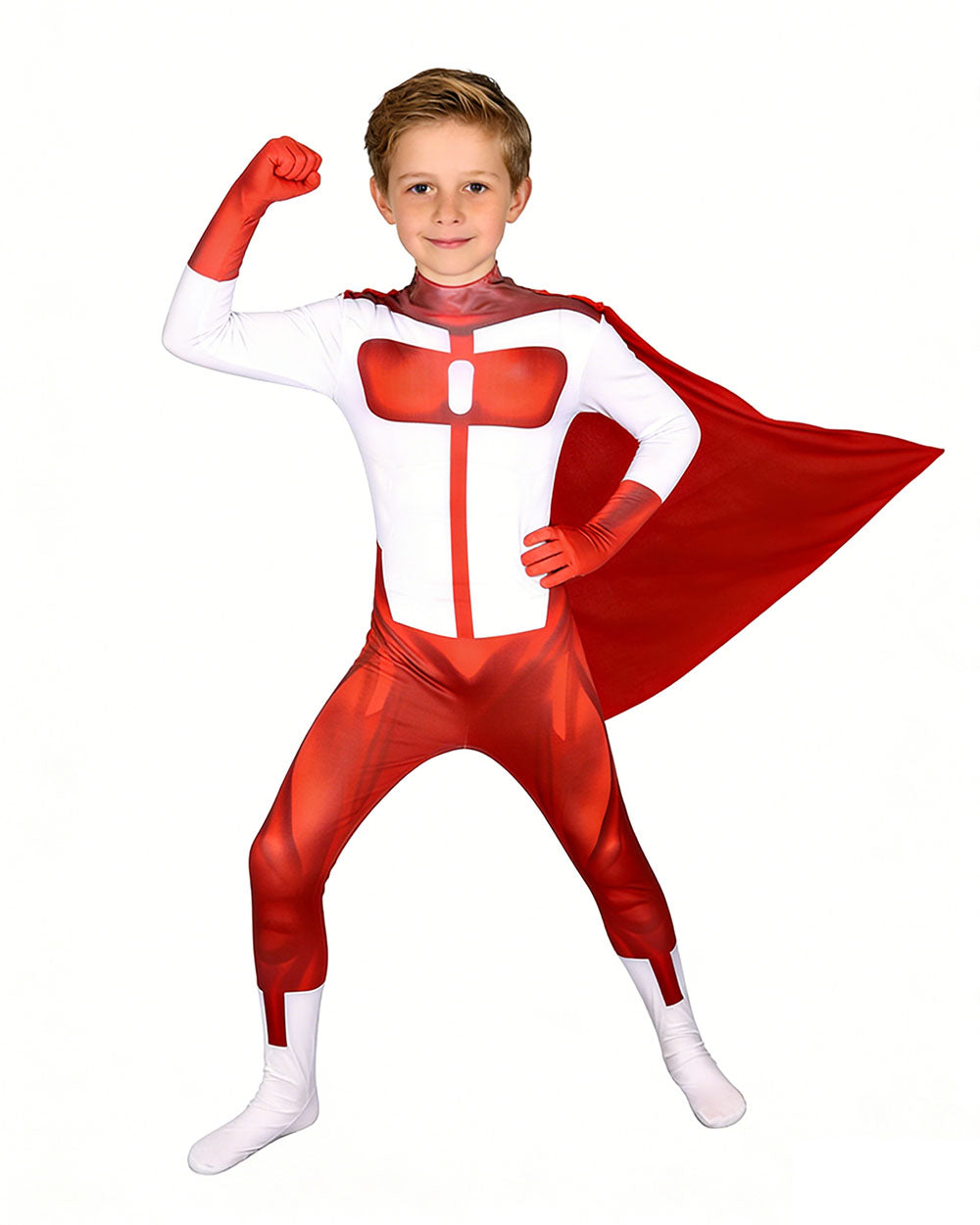 Super Hero Cosplay Costume Jumpsuit with Cape and Mask for Comic Con Party