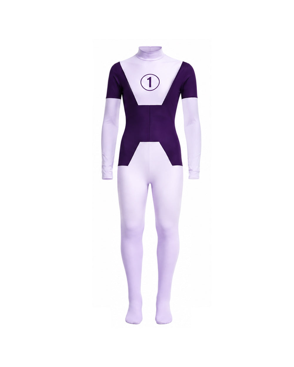 Girls Superheroine Bodysuit Purple Number One High Elasticity Zentai Suit for Cosplay Gatherings