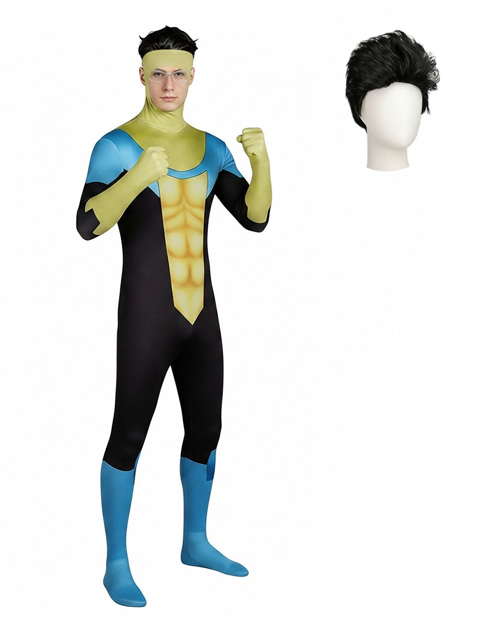 Iconic Super Hero Jumpsuit Yellow Bodysuit with Helmet and Goggles for Cosplay and Carnival Events