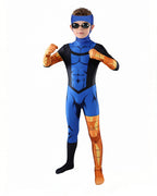 Blue Justice Hero Costume Super Jumpsuit with Headgear and Goggles for Cosplay Events
