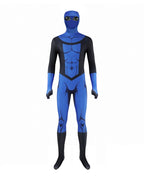 Boys Mark Costume Dark Blue Superhero Muscle Printed Jumpsuit with Helmet and Goggles for Anime Exhibition