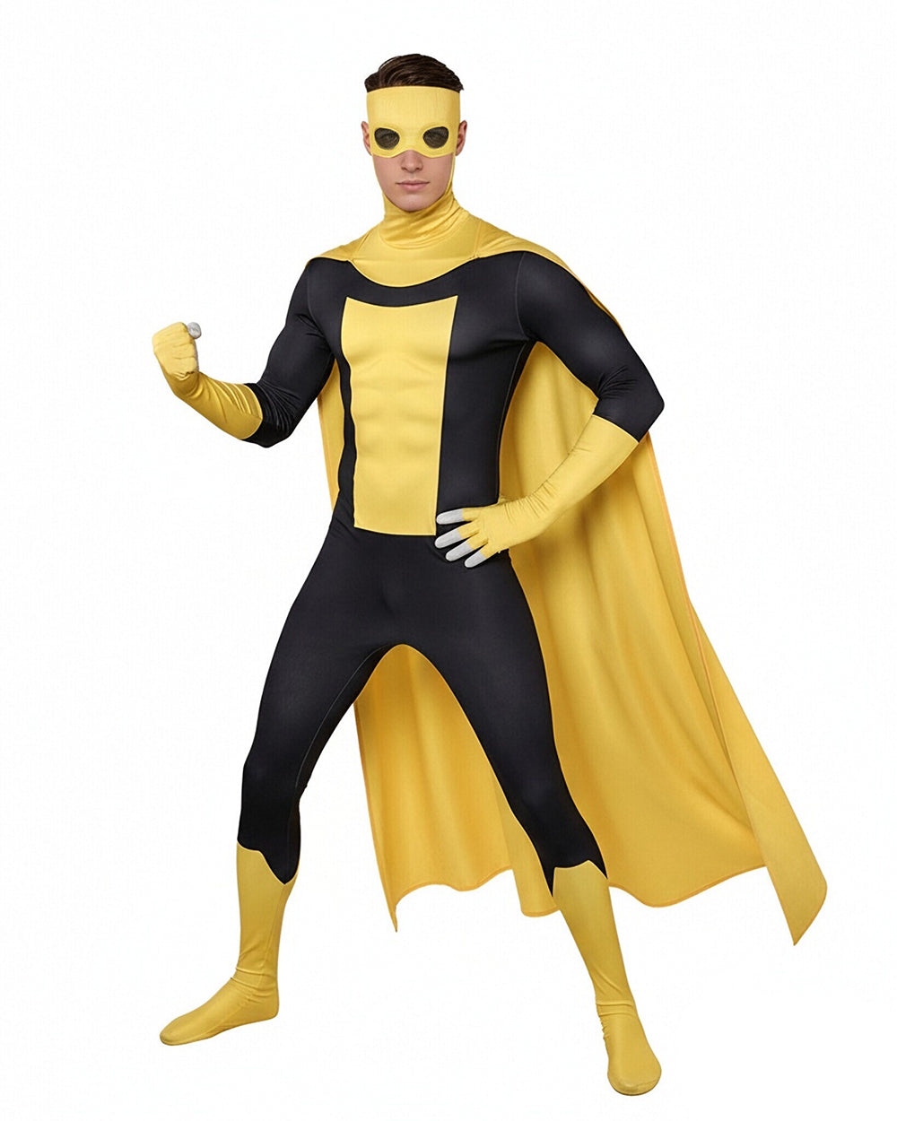 Multiverse Evil Hero Jumpsuit Yellow Combat Suit with Detachable Cape for Cosplay Events